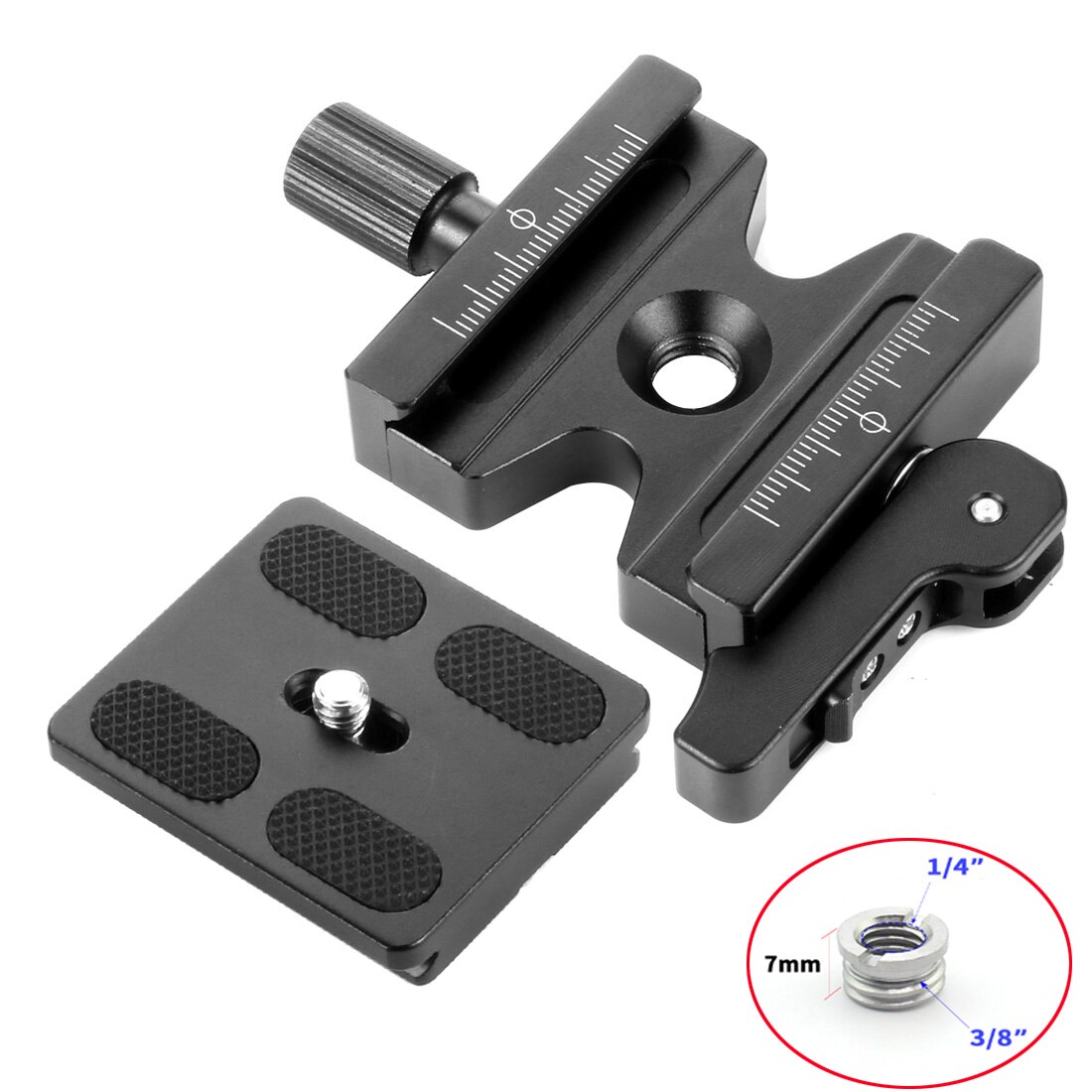 Quick Release Clamp Adapter Aluminium Legering 3/8 1/4 Schroef Mount Voor Ballhead Statief Slr Camera 'S Voor Arca Swiss Benro qr Plaat: 50LS Clamp w Plate