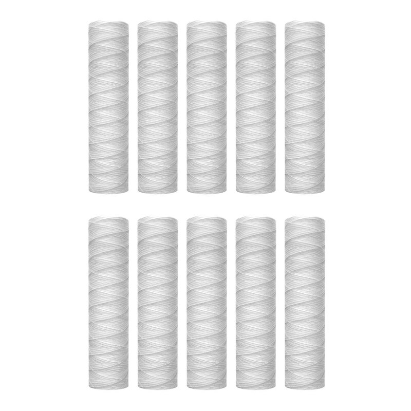 Cartucho de filtro de agua de 10 pulgadas X 2,5 pulgadas, filtración de sedimentos de cuerda enrollada, 10 piezas, 10 micras: Default Title