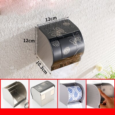 Stahl Zauberstab WC Papier Kasten Porta Carta Igienica Bianco Higienico Wasserdicht Wc WC Papier Halfter Gewebe Wc Papier Halfter: Schwarz