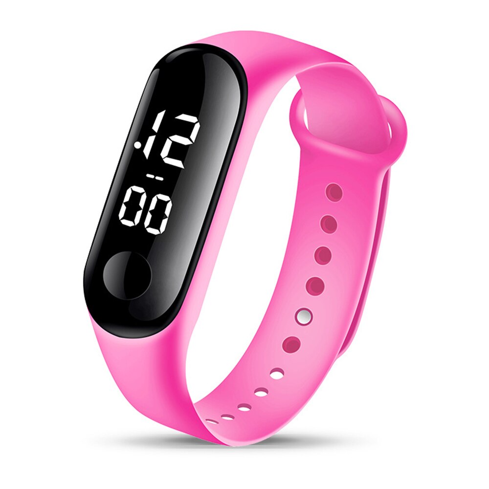 Montre numérique de luxe en Silicone, écran tactile, lumière blanche, étanche 50M, pour hommes et femmes, avec cadran haute définition, personnelle, LED: Pink