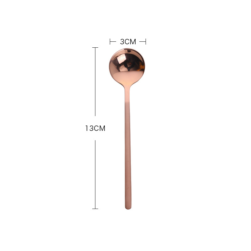 Cuillère à café, Mini accessoires cuillère à dessert cuisine à manger forme ronde café en acier inoxydable, maison: Rose Gold