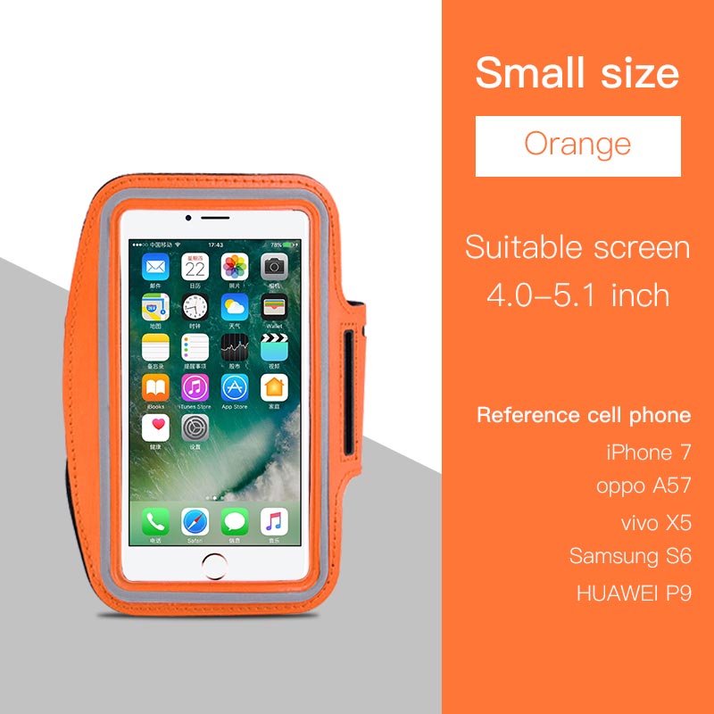 Funda deportiva brazalete resistente al agua 4,0 inch 6,5 pulgadas para teléfono móvil para iPhone 7 8 Plus Samsung Xiaomi carcasas de teléfono Huawei: Small Orange