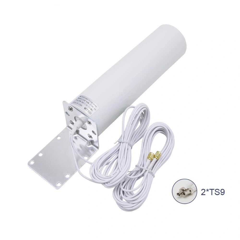 Høj forstærkning 10 ~ 12 dbi 2g 3g 4g lte omni-antenne vandtæt sma  ts9 udendørs loft 5m kabel 698-2700 mhz indendørs udendørs antenne: Hvid