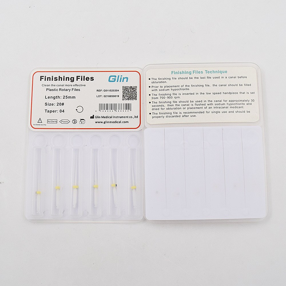 Dental Plastic Rotary Finishing Files 25mm 04 Taper Endo Files Used for Claen the canal more effecftive: 2 Board