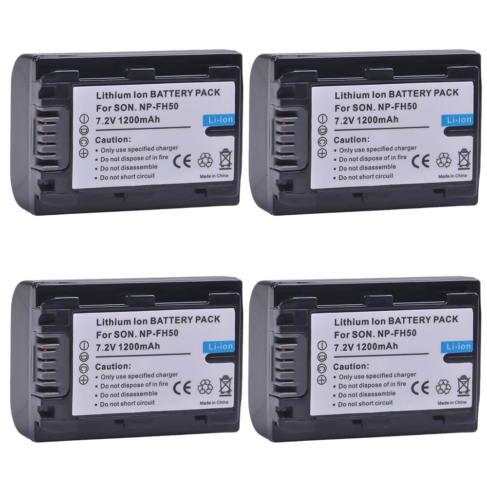 Batería NPFH50 de NP-FH50 para Sony NP-FH30, NP-FH40, NP-FH50, NP-FH70, NP-FH100, HX100V, HX200, HX200V, DSC-HX1, A290, A330, 2 uds.: 4 battery