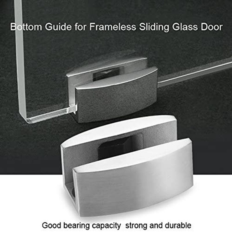Guía de suelo de acero inoxidable para puerta corredera de vidrio, reemplazo de guía para puertas correderas sin marco, 2 uds.