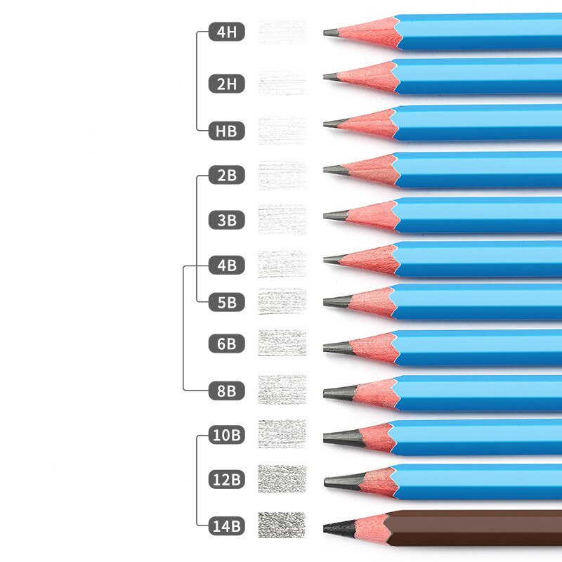 12 pcs/box pencil 2B to 14B Full range of art pencils student painting pen sketch pen wooden charcoal pencil