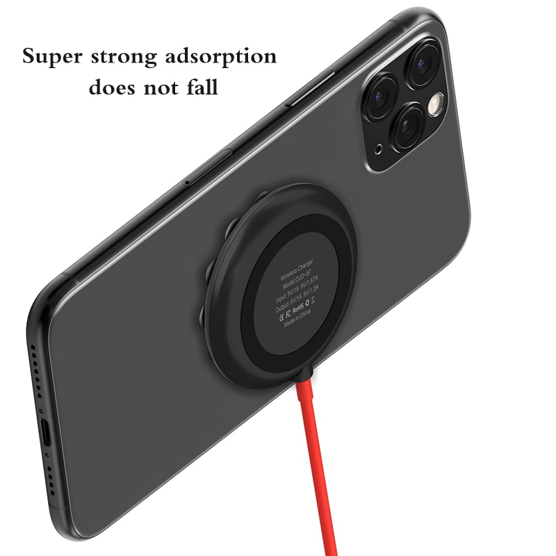 Draagbare draadloze oplader voor iphone xr xs max 10w, snel opladen, sterke zuignap, oplaadpad voor samsung note 10 9 s9+ s8