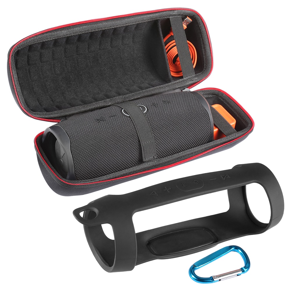 2 in 1 eva högtalare hård dragkedja förvaringsbox väska + mjukt silikonfodral för jbl charge 4 bluetooth högtalare för jbl charge 4 fodral