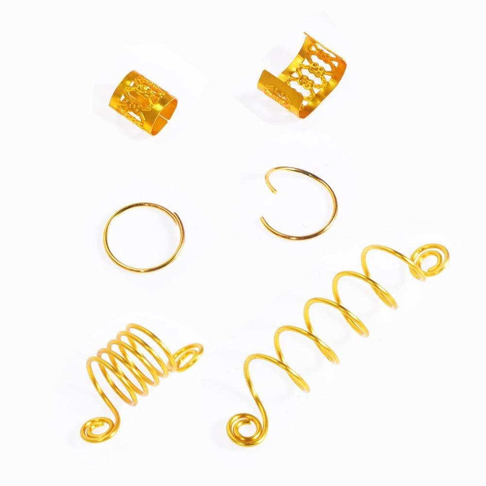 Anillos africanos de Metal para el pelo, abalorios para el pelo, tubos para el pelo, trenzas para el pelo, accesorios de decoración de joyería de oro, 60 uds.