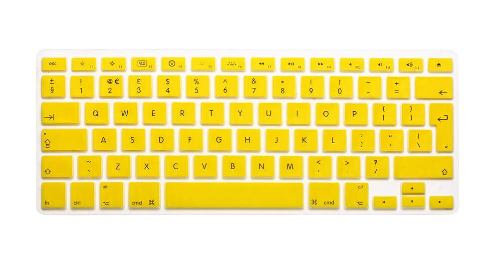 Eu layout engelsk tastatur cover silikone skin til macbook pro 13 " 15 " 17 " (med eller uden retina display) og macbook air 13 ": Gul