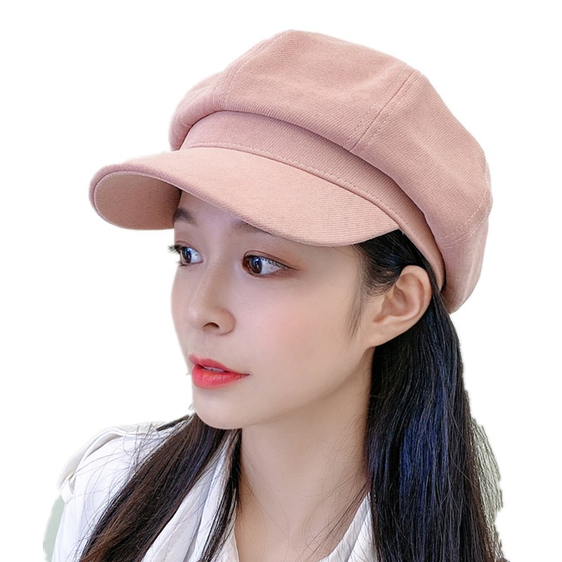 Women Hat Autumn Retro Octagonal Newsboy Cap Ladies Solid Plain Cotton Beret Hat Female Vintage Artist Painter Hat Women Berets