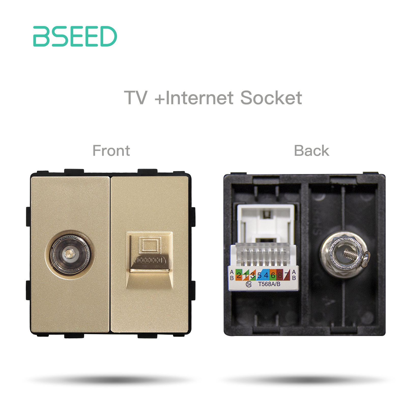 BSEED Goldene Zauberstab Licht Schalter Modul Teile Glas Rahmen USB Steckdosen Funktion DIY EU Katze5 TV Steckdosen ST TEL Steckdose Teile: Rosa
