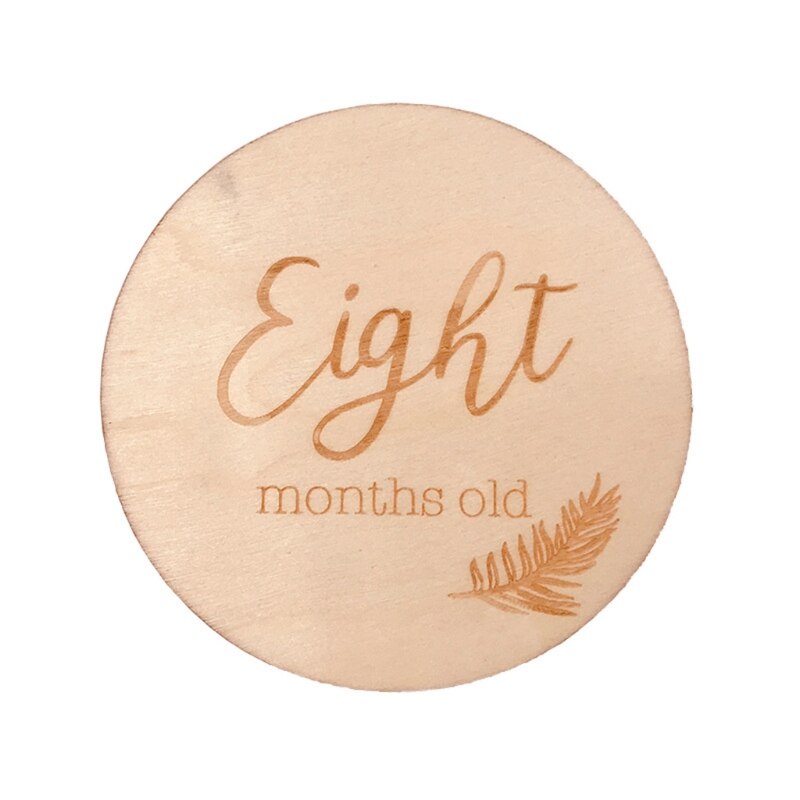 Tarjetas de madera hechas a mano para bebés, tarjetas de grabación de crecimiento mensual de recién nacidos, accesorios de fotografía para bebés de 1 a 12 meses, 1 unidad: 8