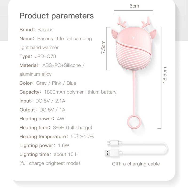 Calentador de manos recargable 1800MAh banco de energía portátil USB eléctrico calentadores de manos de doble calentamiento lateral móvil batería externa Char