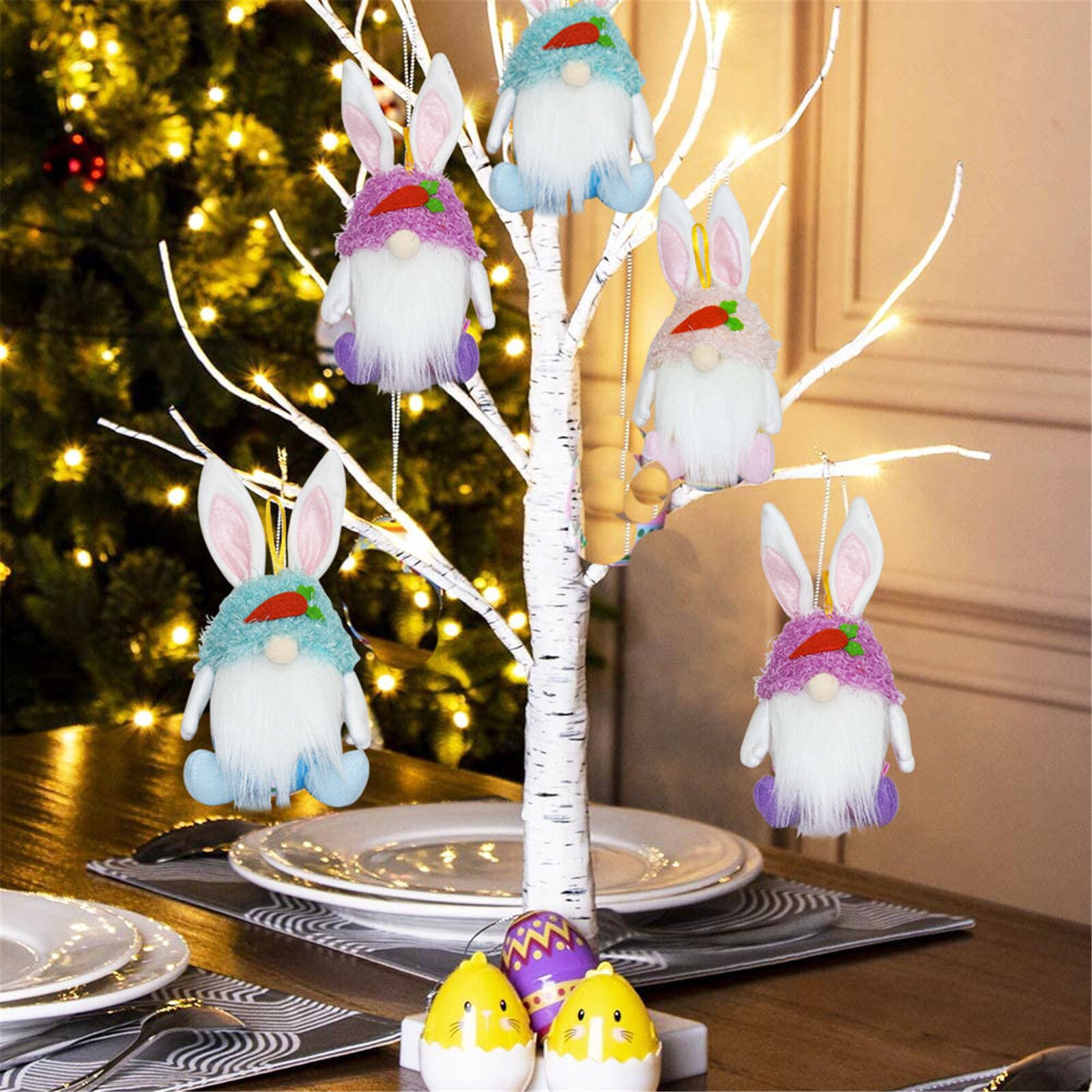 Spring Easter Party Decorations for Home Happy Easter Bunny Rabbit Egg Wooden Hanging Pendant DIY Craft Party Supplies