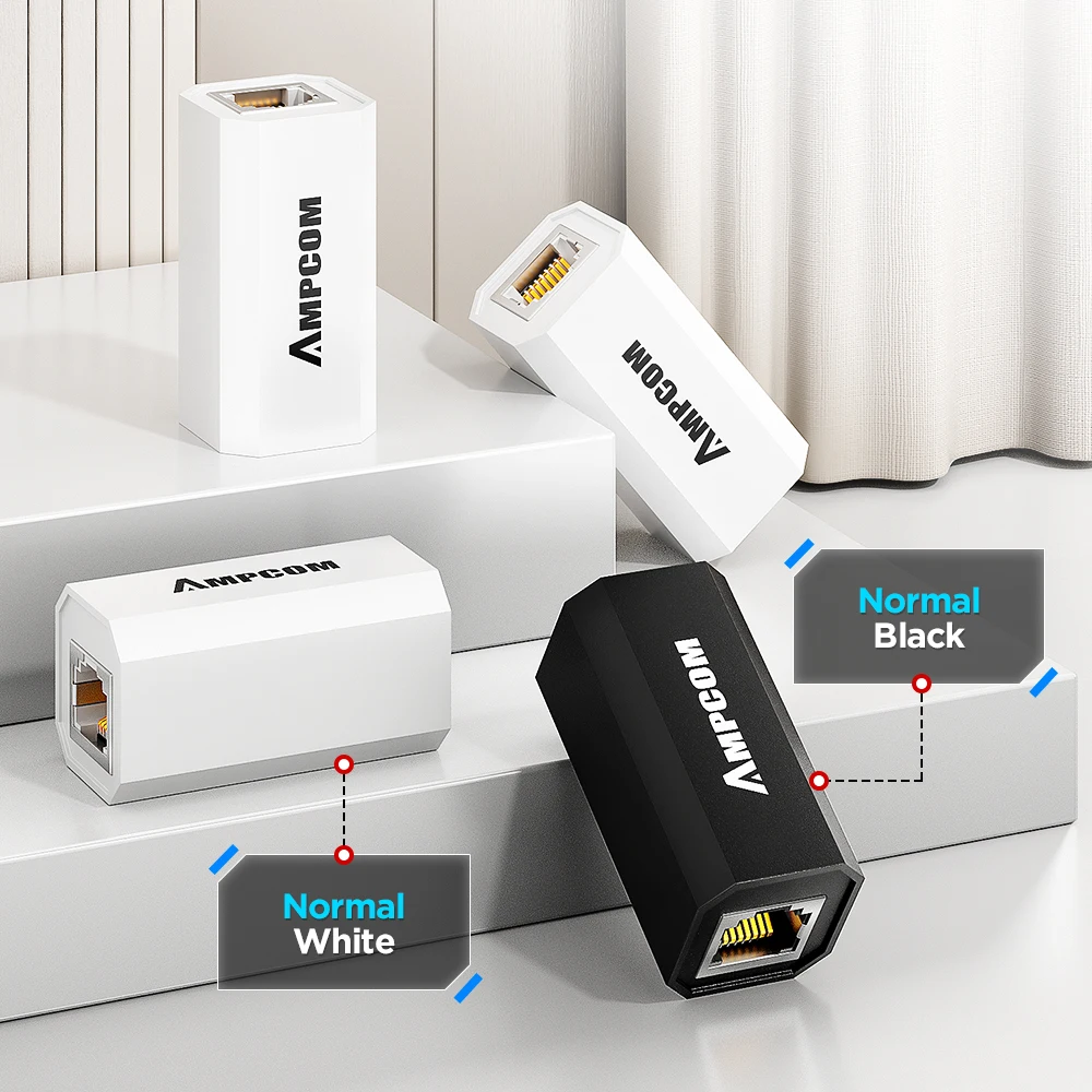 AMPCOM RJ45 Connector 8P8C Female extender LAN connector Adapter inline Cat7/Cat6/Cat5e Ethernet Cable