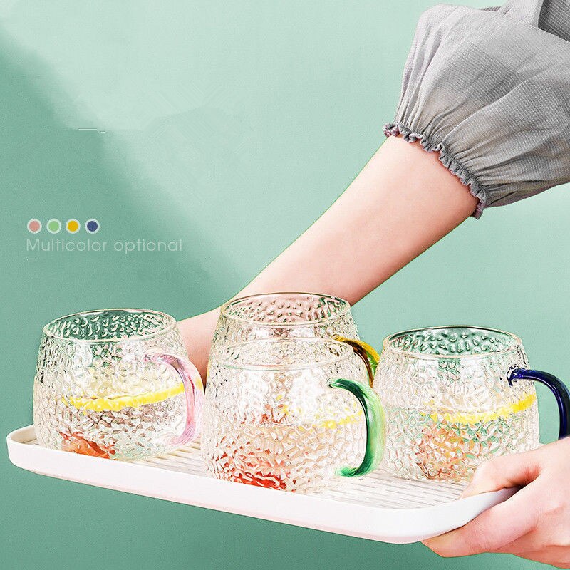 400Ml Thickened Hammered Glass High Resistant Japanese Hammered Glass Mug with Handle