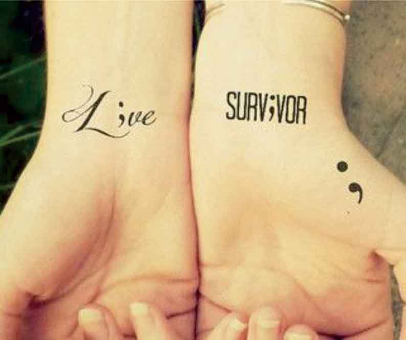 #BH1703 1 piece Stick N Poke Black Henna Tattoo with Semicolon ,ET, daily pattern Temporary Tattoo for Hands Stickers