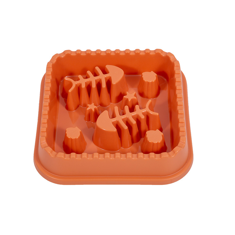 Pet Slow Food Bowl Anti-choking Feeder PP Plastic Dish Bowl Home Dog Eating Plate Anti-gulping Feeding Supplies: Orange