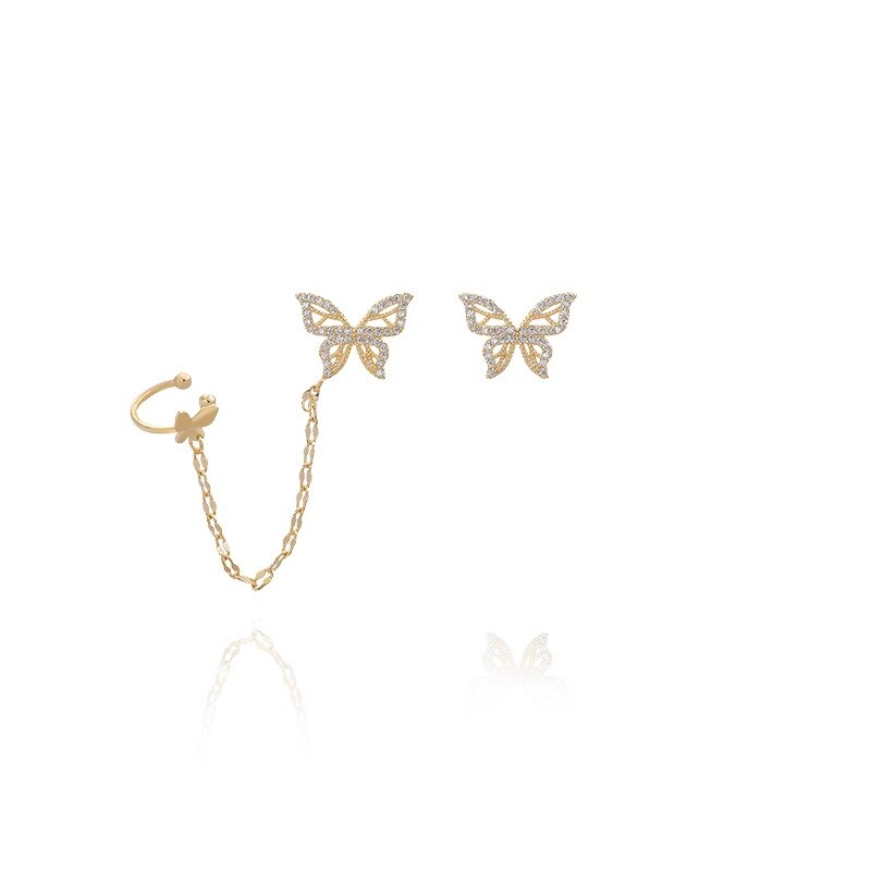 Boucles d'oreilles papillon en Zircon doré pour femmes, bijoux élégants, à la , de fête de mariage