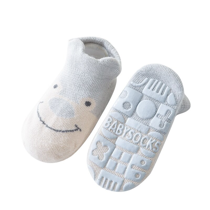 Wecute – chaussettes de sol antidérapantes pour enfants de 1 à 4 ans, pour garçons et filles, printemps et été, fines et respirantes, en coton doux, motif dessin animé: BLEU CIEL / M for2-4years