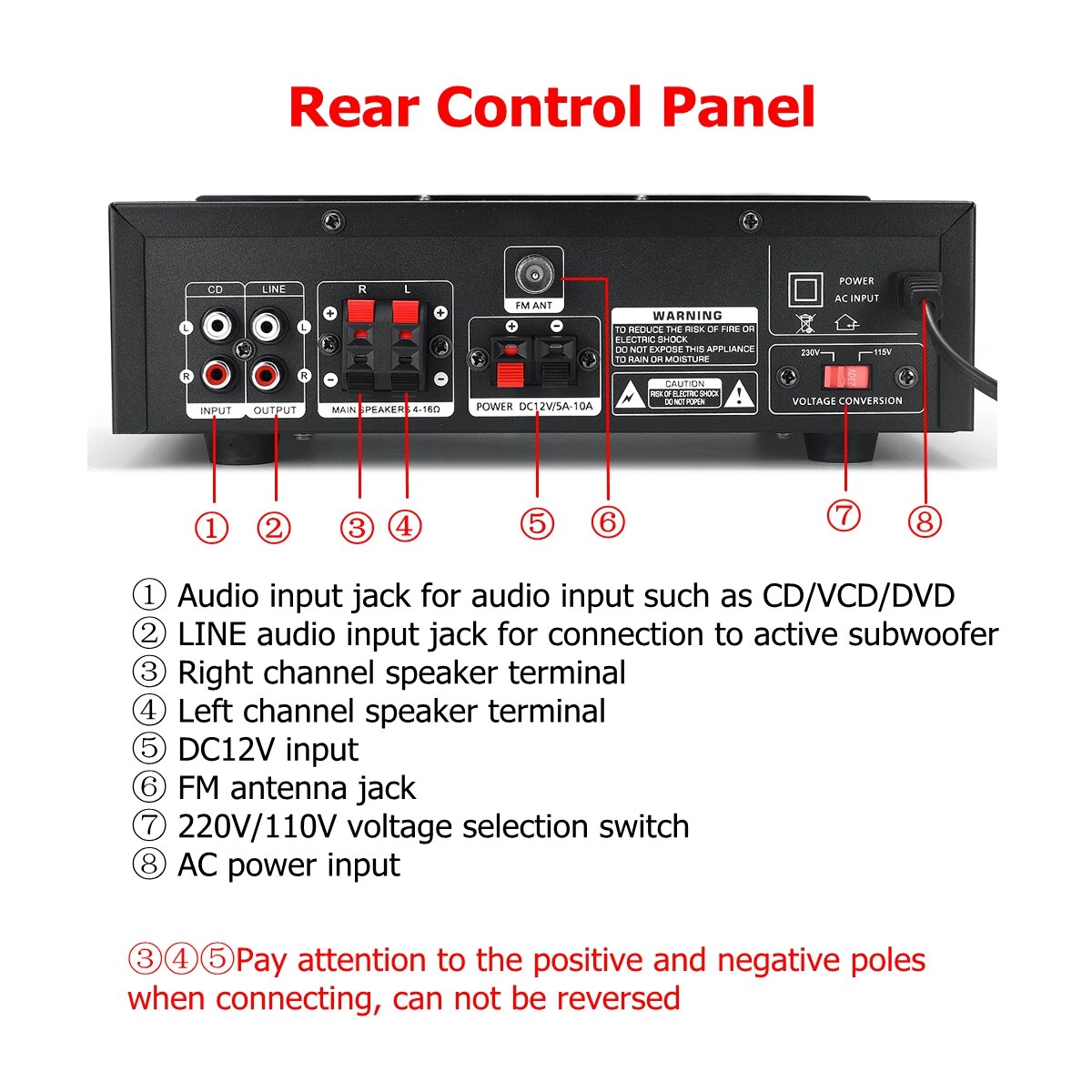 1200W 220V/110V Audio Eindversterker Bluetooth 2.0 Hifi Luidspreker 4 Microfoon Afstandsbediening Ondersteuning Fm usb Sd-kaart