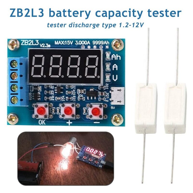 Probador de batería ZB2L3 pantalla Digital LED 18650 batería de litio capacidad de prueba de resistencia de plomo-ácido