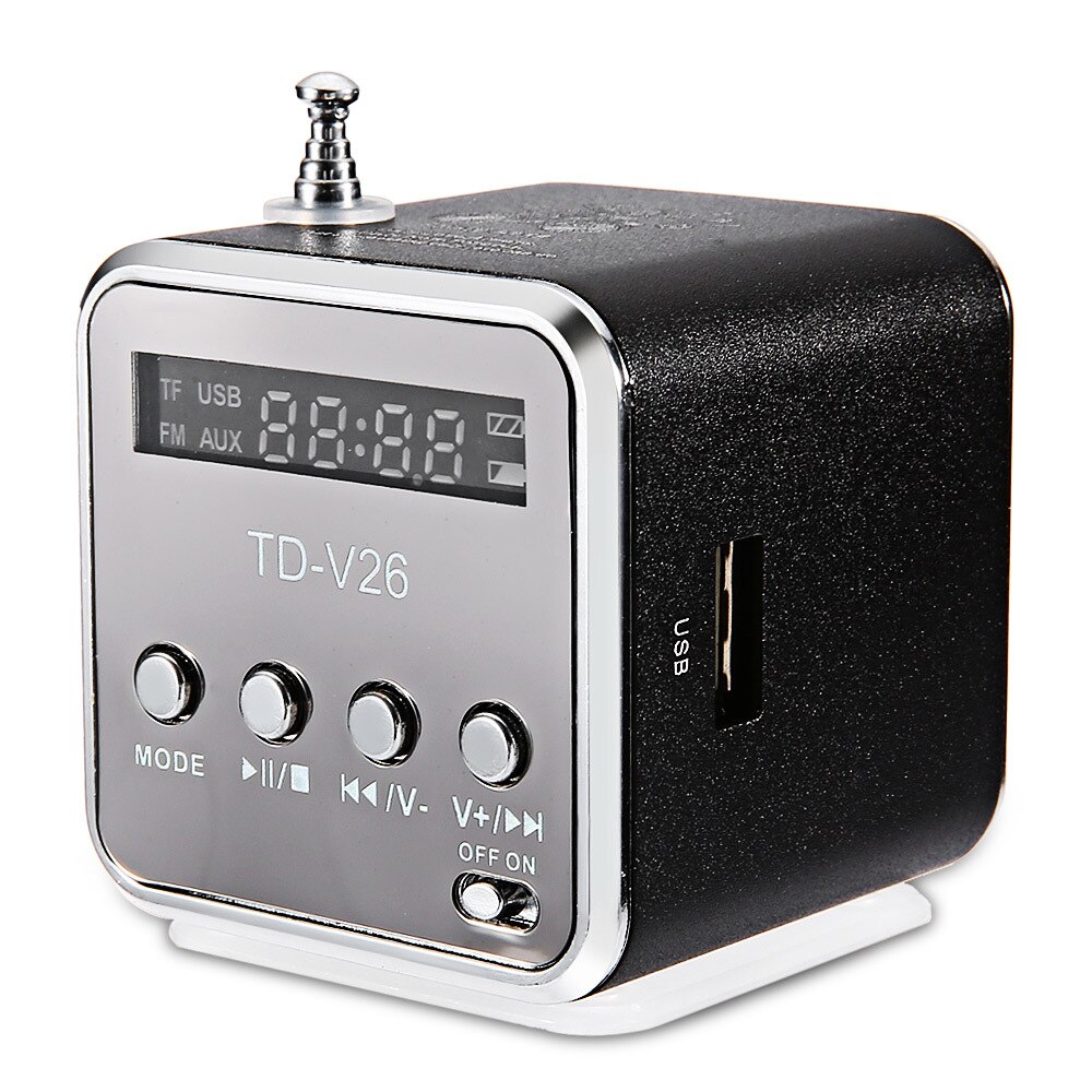 TD-V26 Mini Speaker Draagbare Digitale LCD Sound Micro SD/TF FM Radio Speaker Muziek Stereo Luidspreker voor Laptop Telefoon