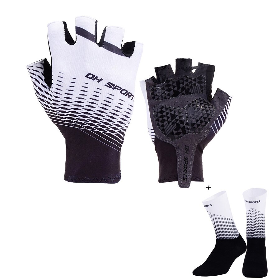 Neue Anti Unterhose Gel Pad Fahrrad Handschuhe mit Socken Kurz halb Finger Radfahren Handschuhe Atmungsaktive draussen-Sport Männer Fahrräder Handschuhe: Weiß / XL