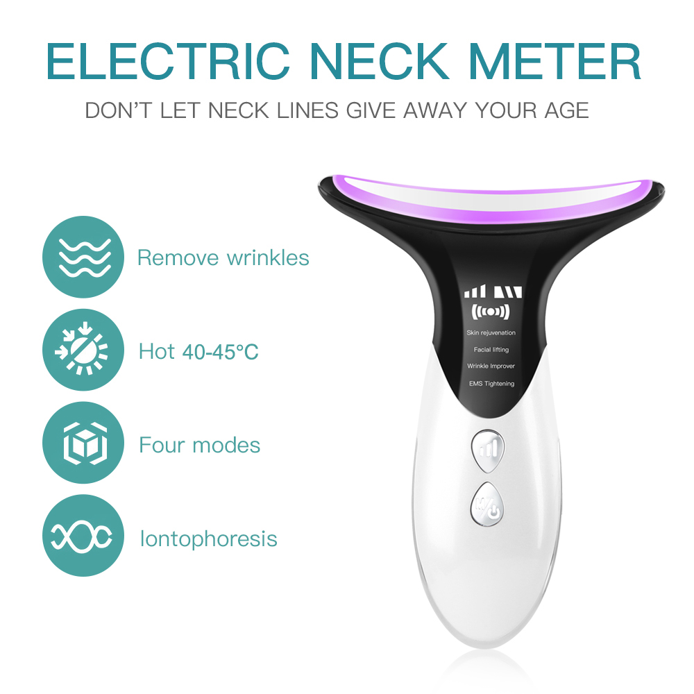 Neck Anti Wrinkle Face Lifting Beauty Device Double Chin Remove Massager LED Photon Therapy EMS Tighten Neck Lifting Care Tool