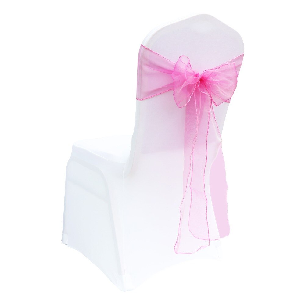 100pcs/set Organza Chair Sashes Wedding Chair Knot Cover Decoration Chairs Bow band Belt Ties For Weddings Banquet
