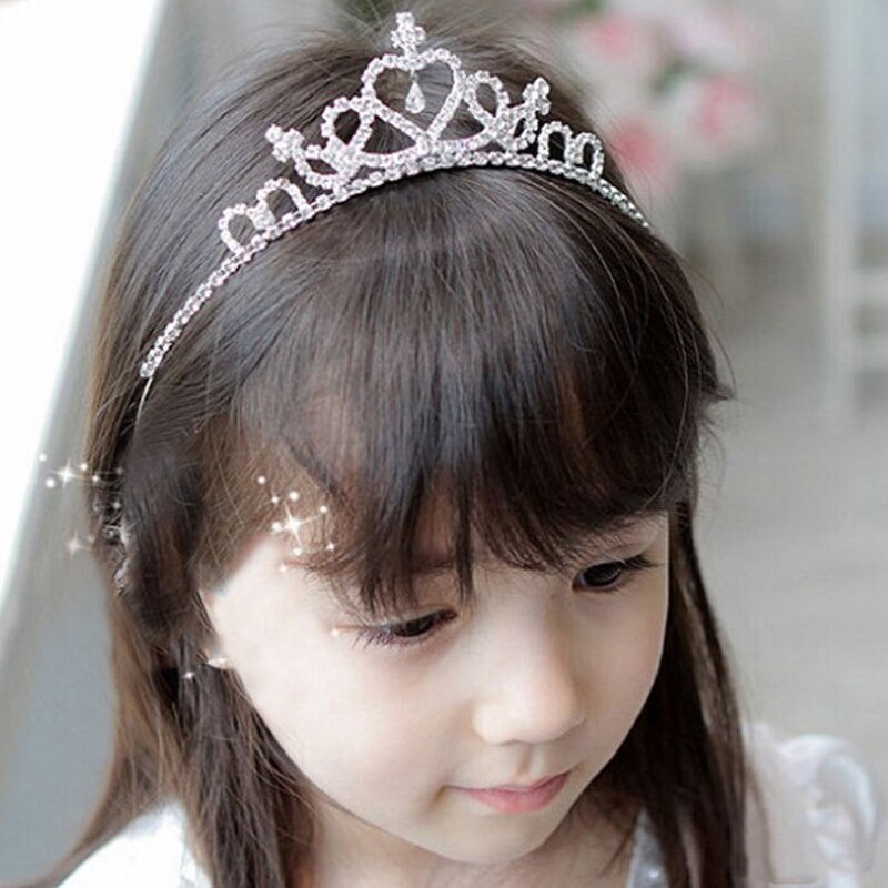 Corona princesa Tiara para niña, estrás de cristal, accesorios para el cabello, adorno para cabeza de novia