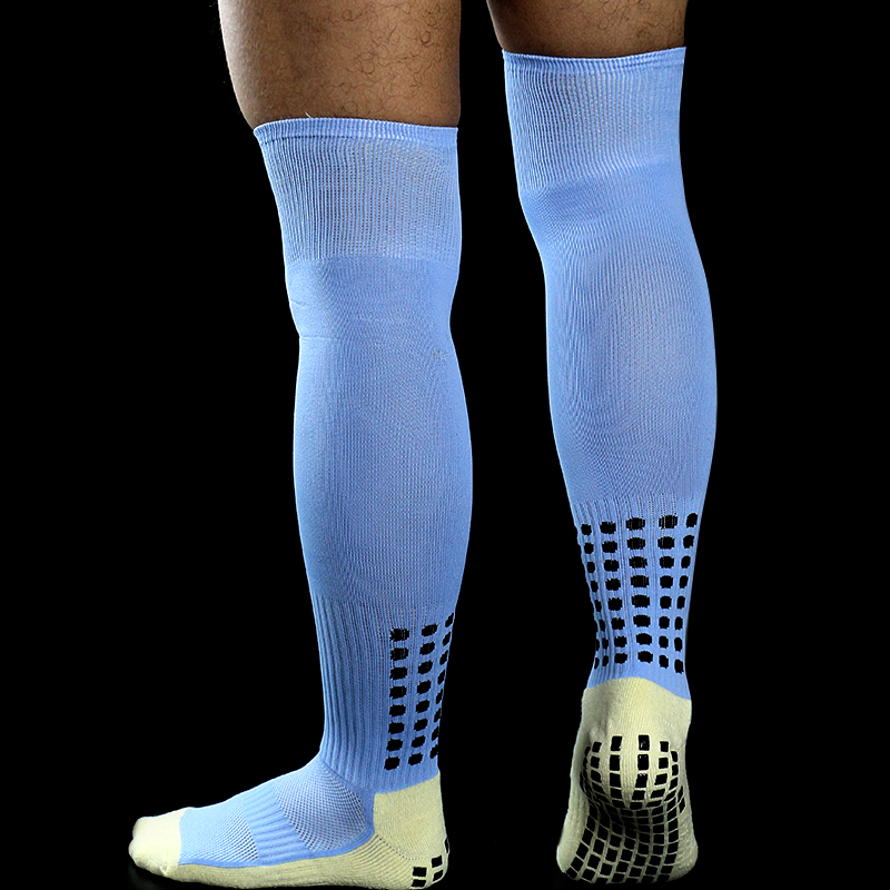 9-farbige lange Fußballsocken für Männer und Frauen, Sport-Silikon-Anti-Rutsch-Fußballsocken, verschleißfest, schweißabsorbierend: Elfenbein