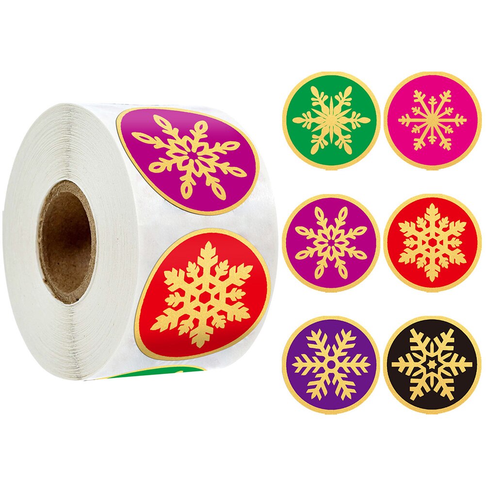 500Pcs/Roll 5 Designs 2.5cm Patterned Christmas Stickers For Envelope Cards Package Scrapbooking: D