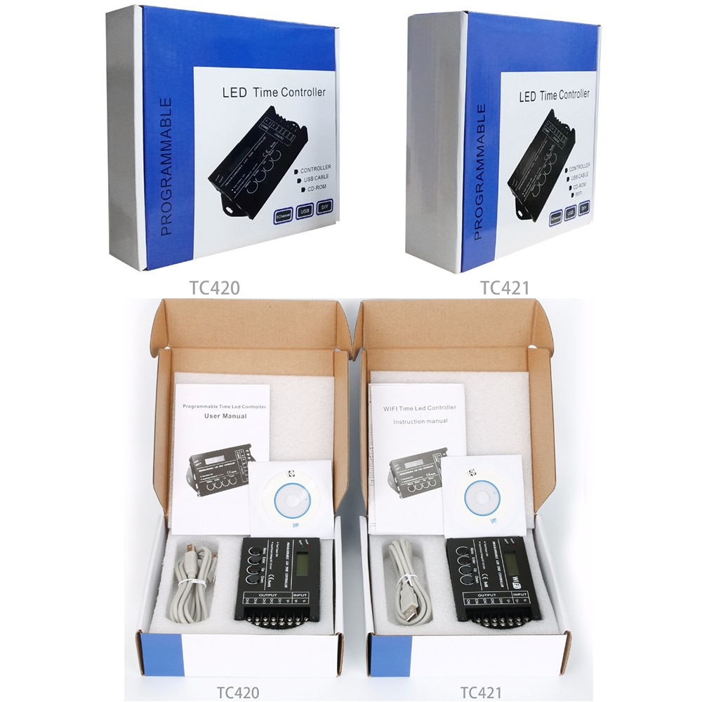 Tc420 tc421 tc423 oppgradert ledetid wifi programmerbar kontroller  dc12v/24v 5- kanals utgang til ledet stripe lys akvarier