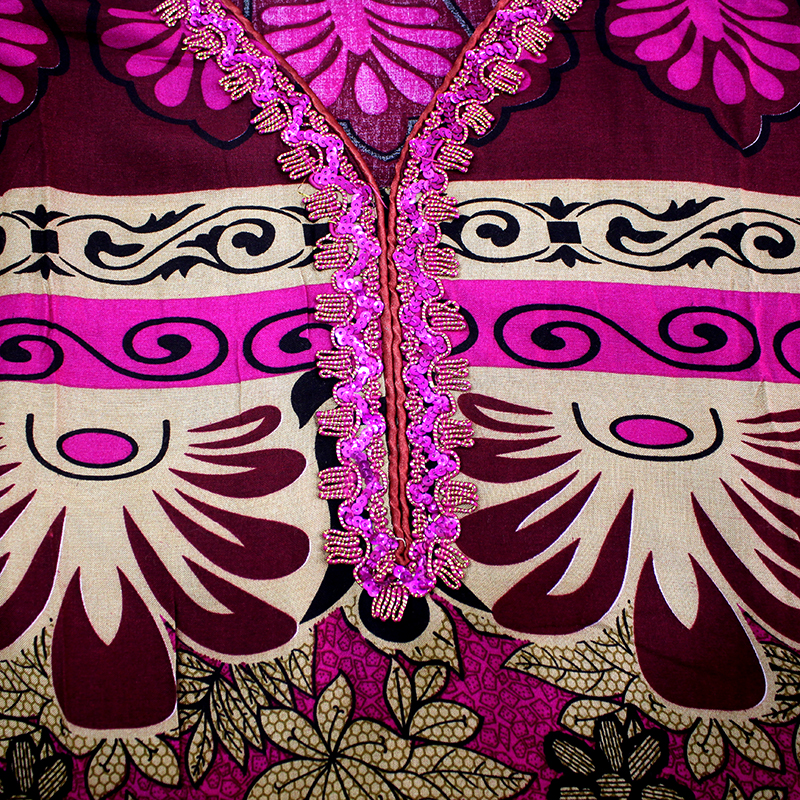 Dashikiage-vestido bohemio con lentejuelas y cuello de pico para mujer, vestido con estampado Tribal de otoño, con detalle de camisa