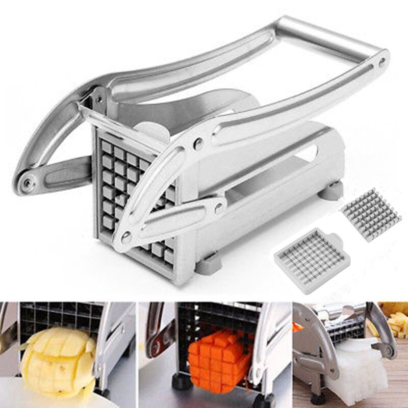 Stainless Steel French Fry Cutter Potato Vegetable Slicer Chopper Dicer 2 Blades