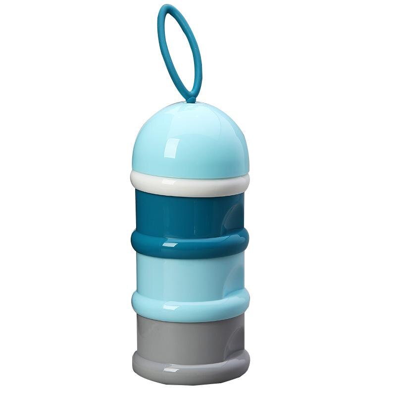 3 layer Frog Style Portable Baby Food Storage Essential Cereal Cartoon Milk Powder Boxes Toddle Kids Formula Milk Container 4829: Blue - No ear