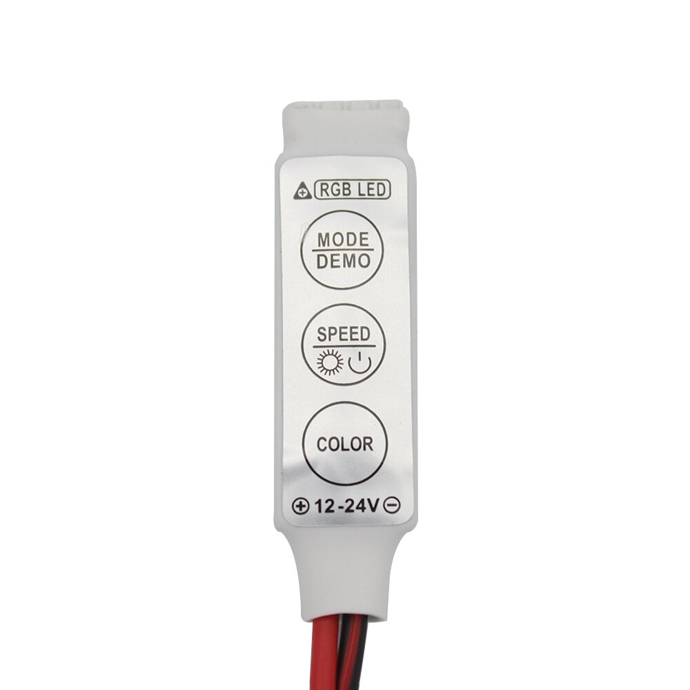 DC 12V - 24V 3Keys Mini LED RGB Red and black lines Controller Dimmer Driver For RGB 5050/3528 SMD LED Strip Lights