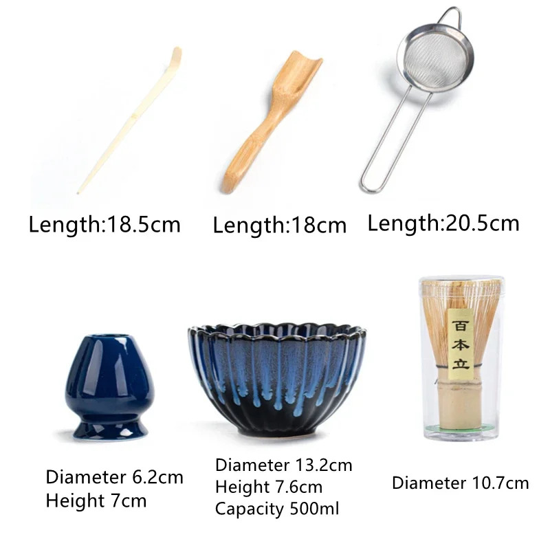 Matcha Whisk Set with Matcha Ceramic Bowl, Matcha Bamboo Whisk, Scoop, Sifter Home Kitchen Decor Tea Making Tools