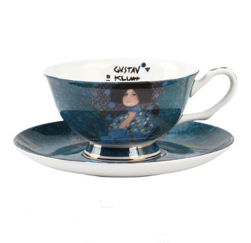 European bone china coffee mugs suit simple afternoon tea cup Gustav Klimt Art paintings WF: A