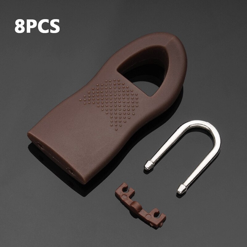 16Pcs/Lot Replacement Zipper Puller For Clothing Zip Fixer For Travel Bag Suitcase Backpack Zipper Pull Fixer For purse repair: Coffee B style 8pcs