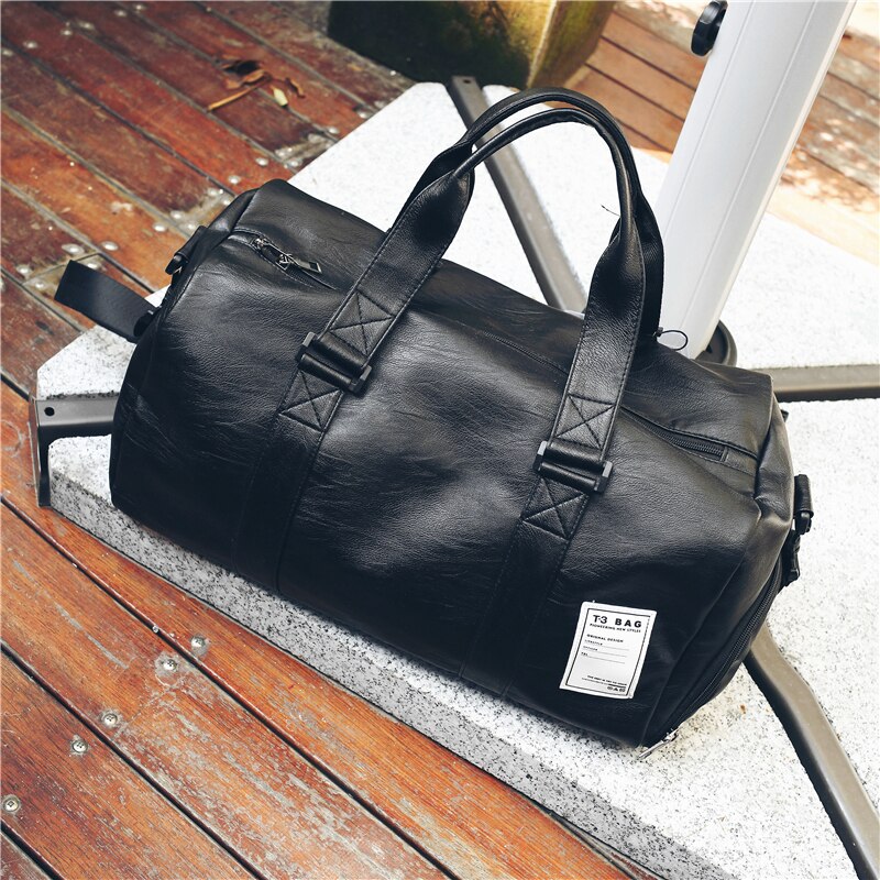 Frauen Männer unisex Reisetasche Handtasche Strand Schulter Tasche Umhängetasche PU Große Kapazität Paare Duffel Paket: klein PU Schwarz