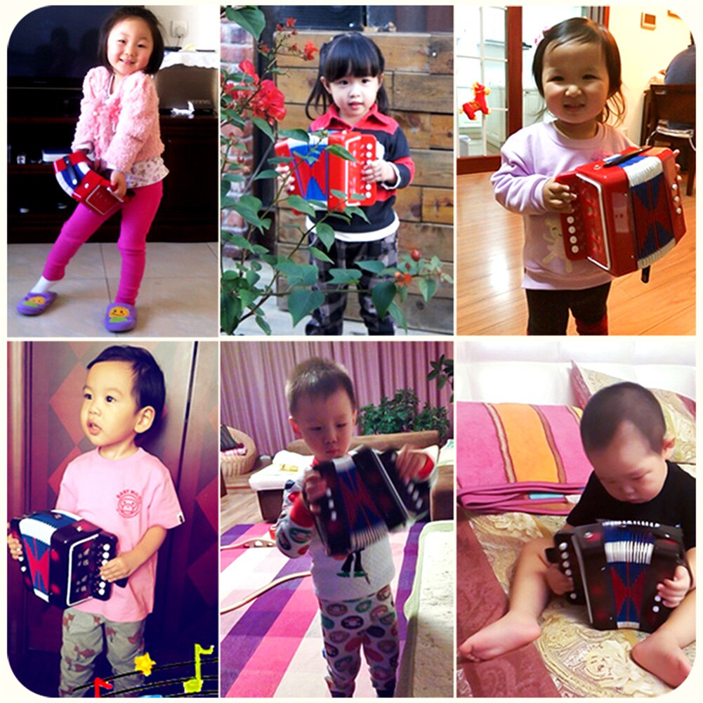 Instrumento Musical de juguete educativo para niños, con acordeón y 3 botones de 7 teclas, Puzzle en acordeón, Piano para practicar acordeón