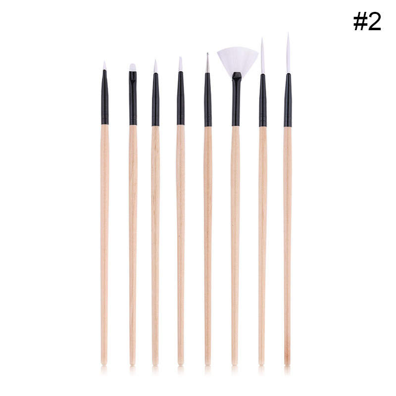 8 pièces/ensemble UV Gel Liner ongles brosse peinture dessin Liner acrylique stylos marbre poignée Nail Art stylos bricolage outil pour Gel vernis: 2