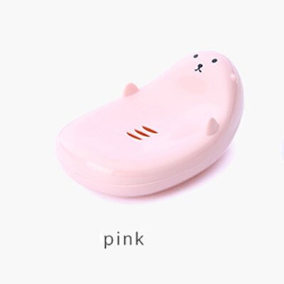Boîte à savon en forme d'ours, dessin animé, égouttoir de rangement, et mignon, porte-savon, accessoires de cuisine, salle de bain, 1 pièce: Pink