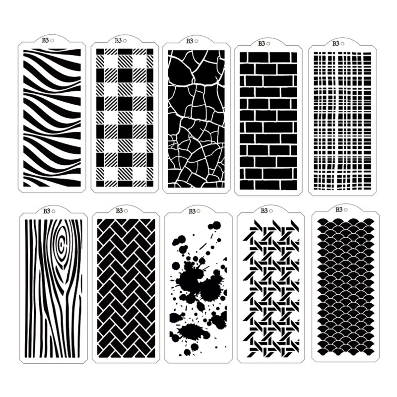 Painting Stencils 10 Sheets/set Abstract Plaid Drawing Templates Supplies for DIY Painting Art Projects School Giving