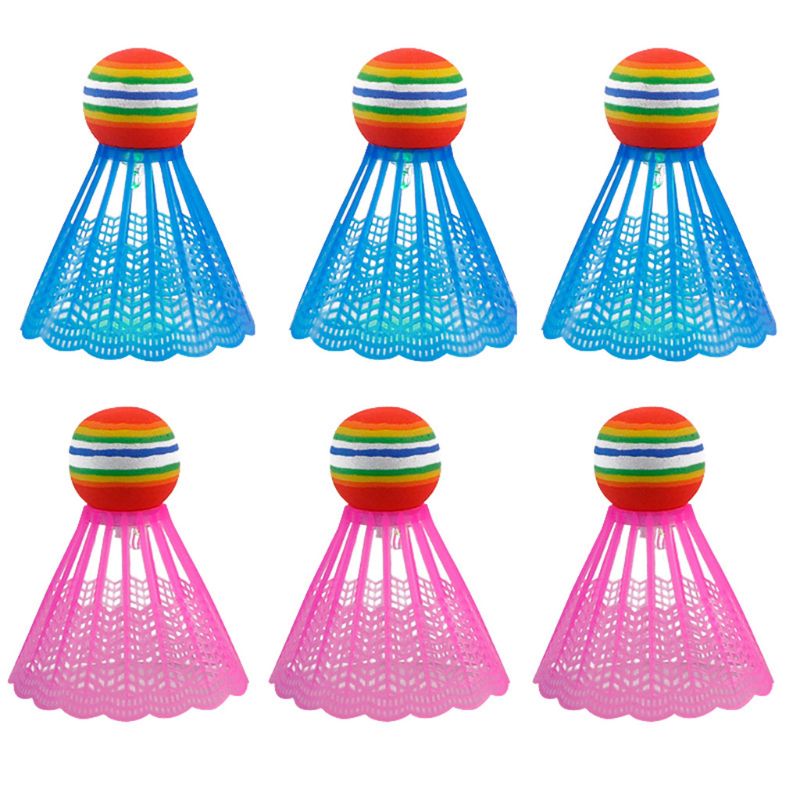 4pcs LED Lighting Badminton Birdies Glow in The Dark Night Nylon Shuttlecock Rainbow Ball Head for Outdoor Indoor Sports Activit