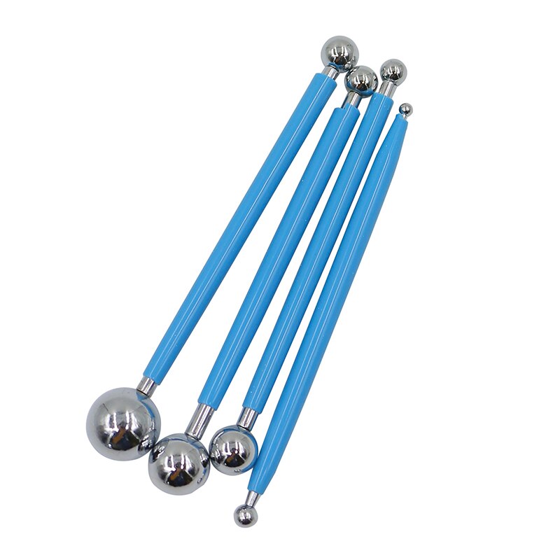 4 Piece Set Double Headed Modelling Stainless Steel Spherical Carving Tools Kit Polymer Clay Shaping Stick Decorative Accessary